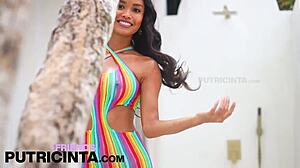 Putri cinta strips colorful dress to show tight asshole 😍