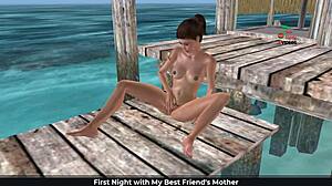 Animated 3D Girl Masturbates on Beach with Fingers and Banana!