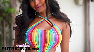 Putri cinta strips colorful dress to show tight asshole 😍