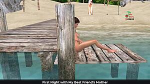 Animated 3D Girl Masturbates on Beach with Fingers and Banana!