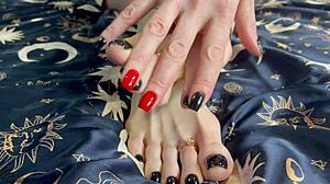 Homemade foot fetish with dildo masturbation leading to real squirt orgasm