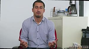 In this gay porn movie, a first-timer earns his bonus through dp sex