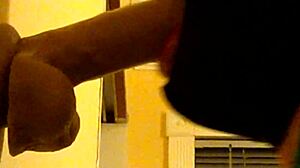 Gay Guy Deepthroats Dildo In Hood.