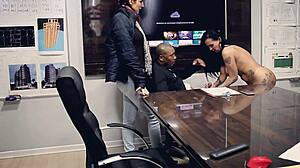 Brazilian milf gives outdoor blowjob in public interracial scene