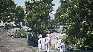 Medieval whore Bernadette takes every guard's cock in wild session