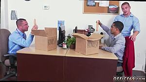 In this gay porn movie, a first-timer earns his bonus through dp sex