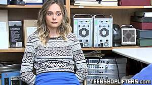 Juicy Young 18+ Thief Pussy Smashed by Security Officer in Garage