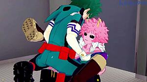 MINA ASHIDO, MOMO YAOYOROZU, IZUKU MIDORIYA in INTENSE Hentai SEX!