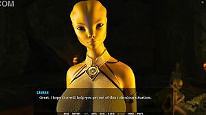 Alien chick from Tales 11 fingers herself, waiting for my cock.