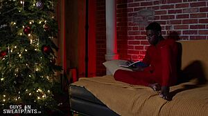 Gayanal Christmas creampie with hot jock