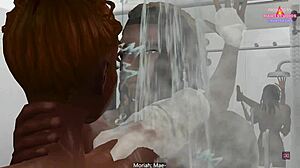 Mae Bangs Step-Brother Moriah in Shower While Parents Lurk Nearby