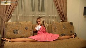 Hot Flexible Blonde Stuns With Her Webcam Stretching Moves.