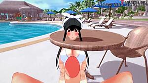 yo, check yor forger in bikini at pool, spy x family pov action