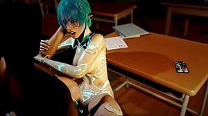 Curvy Robot Girl Rides Hard Cock on Chair in 3D Hentai