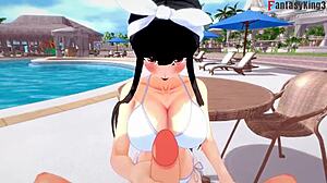 yo, check yor forger in bikini at pool, spy x family pov action