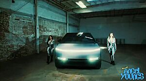 Check out this futuristic cyber truck threesome with Angel and Violet Myers 😘