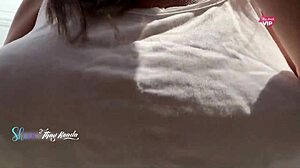 Wife, you're so hot shopping without a bra, teasing the seller.