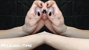 i milked a wild purple semen shooter during oiled massage time. unreal scene.