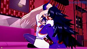 ochako uraraka gets intense futanari sex with dirty old guys, mt lady, and midnight in this hentai creampie scene