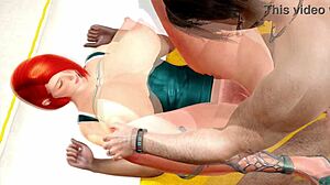 Super busty redhead slamming hard in wild 3D action