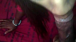Homemade blowjob submission with ebony sucking and swallowing