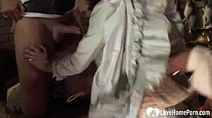 Naughty Babe in Church Pleasures Two Hard Boners with Intense Threesome Action