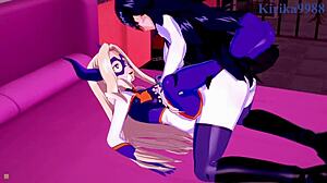 ochako uraraka gets intense futanari sex with dirty old guys, mt lady, and midnight in this hentai creampie scene