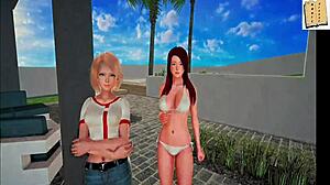 Redhead teen explores erotic ass in cartoon game