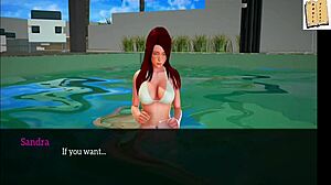 Redhead teen explores erotic ass in cartoon game