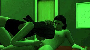 Stepsister discovers stepbrother masturbating in his room and they end up fucking.