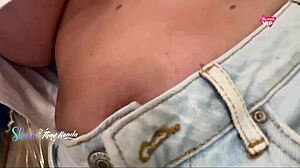 Wife, you're so hot shopping without a bra, teasing the seller.