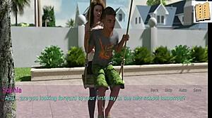 a wife and her stepmother enjoy a homemade game together