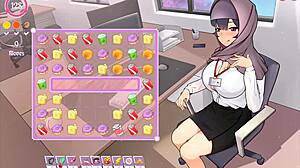 Tsundere character in anime game teases with perfect cleavage