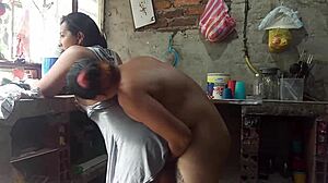 Hey, while preparing dinner, slut Sandra only thinks about sex