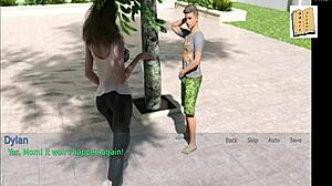 a wife and her stepmother enjoy a homemade game together