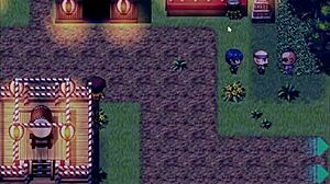 tanned girl natsuki in hentai game ep 35, exhibitionist peeing making pussy wet