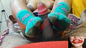 i gave my indian wife a hot footjob and handjob at home