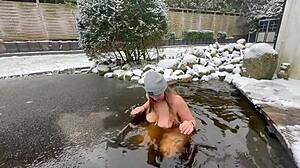 Curvy Maja gets steamy after an ice bath. What's her secret with the neighbor?