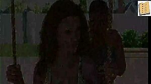 a wife and her stepmother enjoy a homemade game together