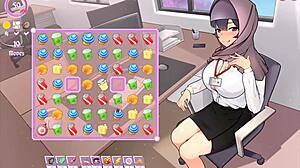 Tsundere character in anime game teases with perfect cleavage