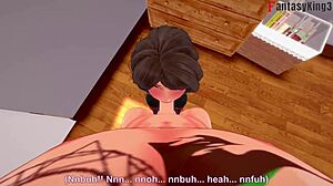 aunt cass blowjob in 3d cartoon fantasy. cassidy hamada sucks in big hero scene.