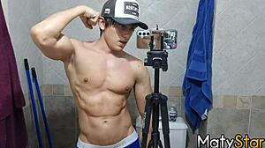 hey, wanna see me flexing muscles and cumming hard?