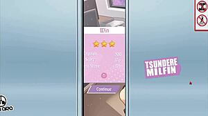 Tsundere character in anime game teases with perfect cleavage