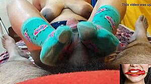 i gave my indian wife a hot footjob and handjob at home