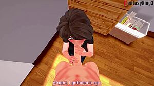 aunt cass blowjob in 3d cartoon fantasy. cassidy hamada sucks in big hero scene.