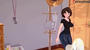 aunt cass blowjob in 3d cartoon fantasy. cassidy hamada sucks in big hero scene.