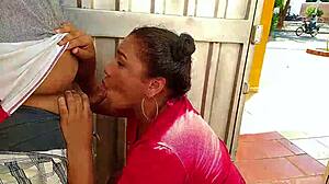 Horny Latina Stepsister Flashing and Fucking Stepbrother Outdoors