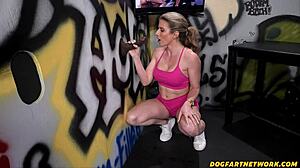 Milf Corey Chase feels the intense thrill of interracial gloryhole deepthroat and fucking with big black cock.