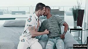 Big black cock tearing up tight gay twink ass, damn! 😈