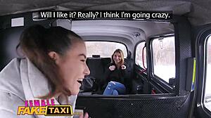 Female fake taxi, Wanna see Czech lesbians strap on in my cab?